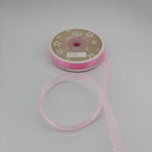 Organza Ribbon 1cm  ( 22m - Light Pink) - Pack of 6