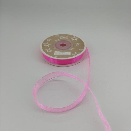 Organza Ribbon 1cm  ( 22m - Pink) - Pack of 6