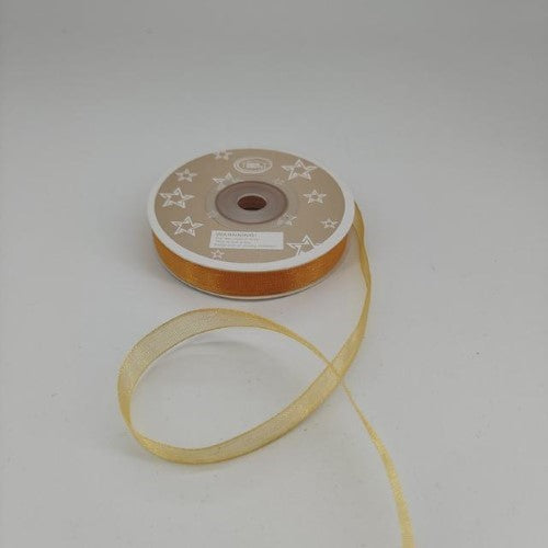 Luxurious gold organza ribbon, 1cm wide, 22m per roll, perfect for elegant crafts and decorations, pack of 6.