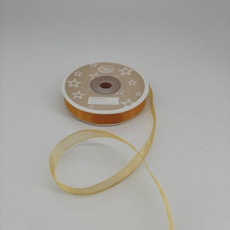 Luxurious gold organza ribbon, 1cm wide, 22m per roll, perfect for elegant crafts and decorations, pack of 6.