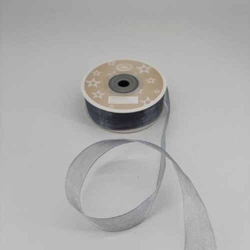 Pack of 6 silver organza ribbons, 2cm wide and 22m long, perfect for elegant gift wrapping and DIY decorations.