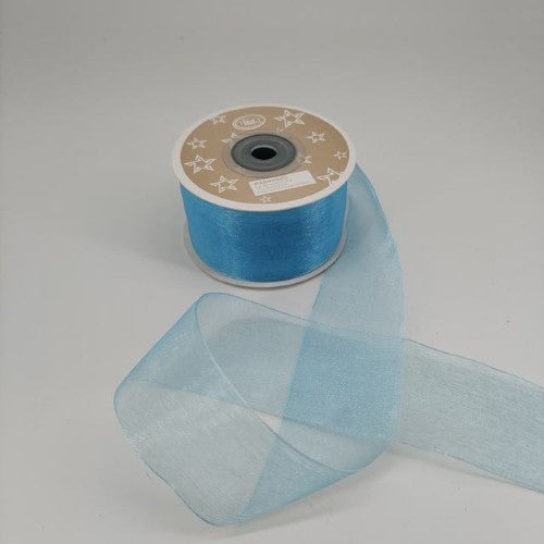 Premium blue organza ribbon, 3.8cm wide, 22m long, perfect for crafting, gift wrapping, and decorating, pack of 6.