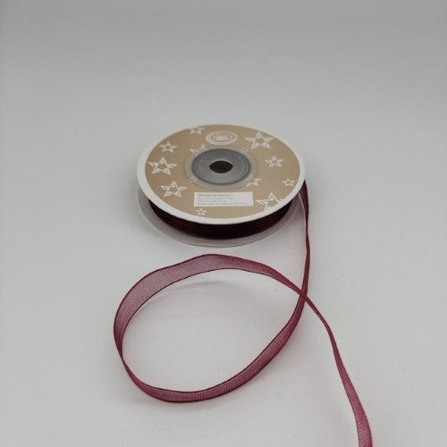 Pack of 6 wine red organza ribbons, each 22m long, perfect for elegant gifting, floral arrangements, and crafts.