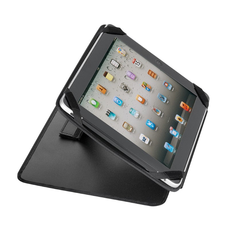 Durable PVC iPad holder case designed to fit in compendium pockets, offering protection and easy access for on-the-go use.