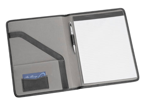 Premium A4 Pad Cover in Koskin leather-look, featuring document pocket, business card holder, and white contrast stitching.