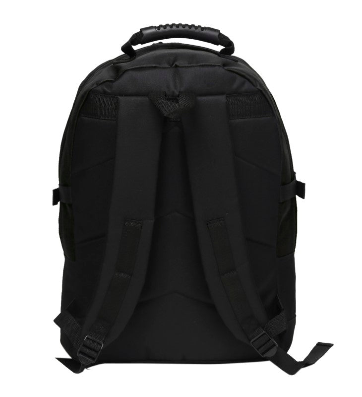 Durable Black Fugitive Backpack with padded straps, spacious main compartment, and multiple zippered pockets for outdoor adventures.