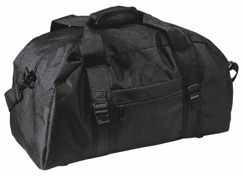 Durable black Trekker Sports Bag with spacious compartments, adjustable strap, and convenient pockets for outdoor adventures.