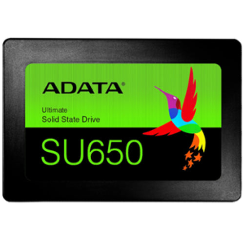 ADATA SU650 256GB SSD with 3D NAND technology, offering 520MB/s read and 450MB/s write speeds for enhanced performance.