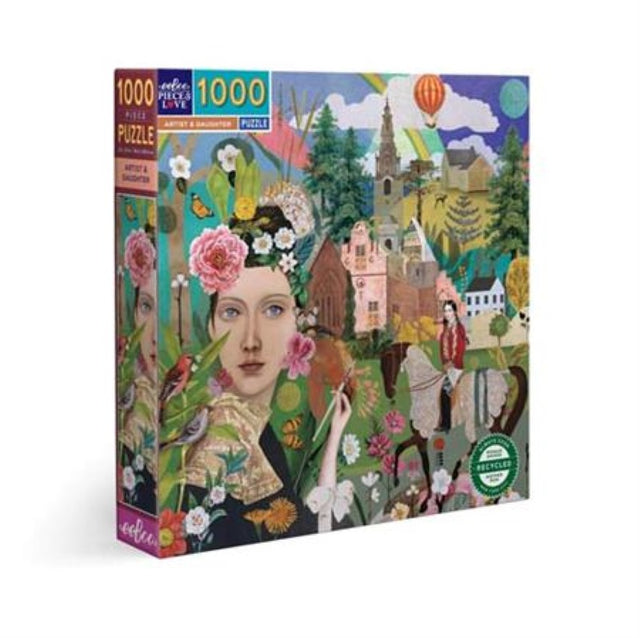 Dreamlike 1000-piece puzzle featuring Sarah Jarrett's mesmerizing artwork, completed size 23"x23".