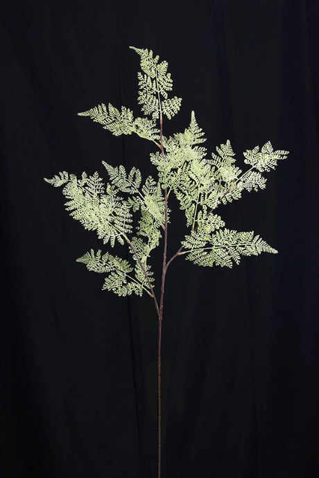 Set of 6 lush, sage green artificial tree fern sprays with a frosty texture, perfect for enhancing home decor arrangements.