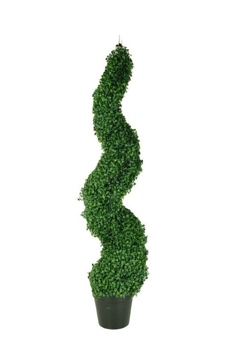 Stunning 120cm tall artificial Boxwood Spiral tree, perfect for enhancing decor with an elegant, evergreen touch.