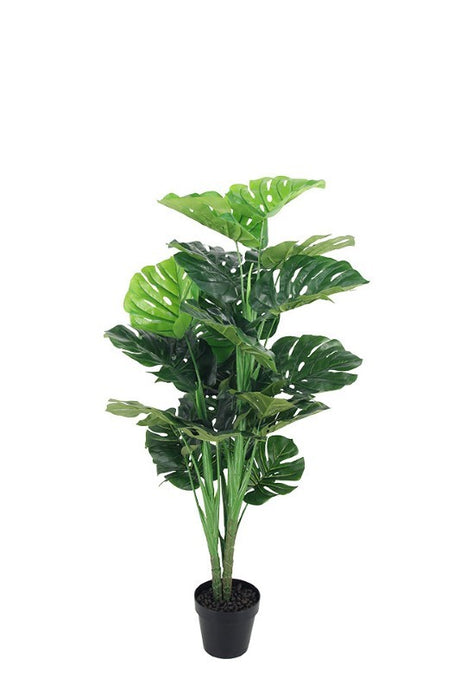 Lifelike potted Monstera leaf plant, 120cm tall, adding tropical elegance to any indoor space.