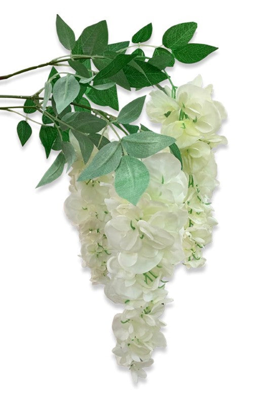 Six 110cm artificial wisteria sprays featuring cascading blooms and lush greenery for elegant decor and floral arrangements.