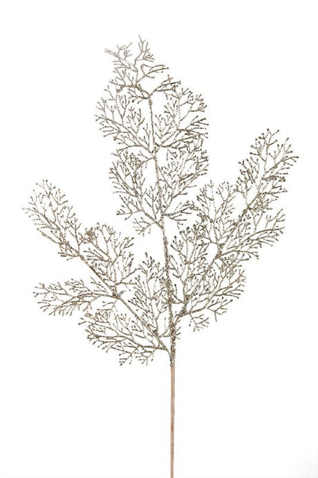 Glitter Filler Spray 'Coral' set of 6, 70cm, with gold glitter foliage, perfect for elegant floral arrangements and decorations.