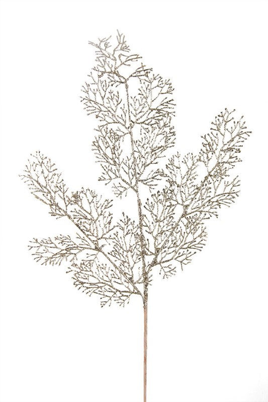 Glitter Filler Spray 'Coral' set of 6, 70cm, with gold glitter foliage, perfect for elegant floral arrangements and decorations.