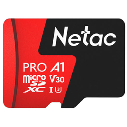 High-performance 128GB Netac P500 Extreme Pro microSDXC card, ideal for 4K video and rugged environments, includes SD adapter.