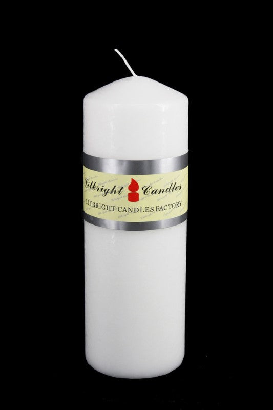 Set of 20 unscented white pressed wax pillar candles, 70D x 200mmH, perfect for elegant decor and serene ambiance.