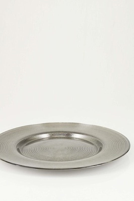 Metallic Glass Charger Plate, 33cm, featuring an elegant metallic finish for sophisticated dining and stylish decor.