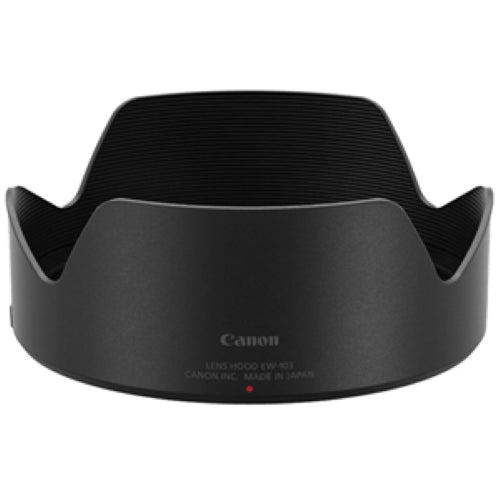 Canon EW-103 Lens Hood for RF 28-70mm f/2L USM, reduces flare, protects lens, and enhances image quality in bright conditions.