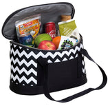 Oasis Chevron Cooler in Black/White with leak-proof lining, 19L capacity, zip opening, and convenient handles for outdoor fun.