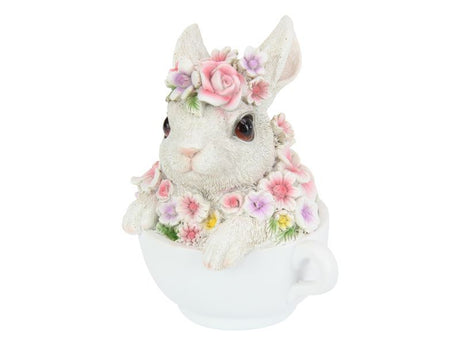 15cm Cute Floral Rabbit Teacup set of 2, featuring vibrant floral designs and charming rabbit motifs for whimsical home decor.