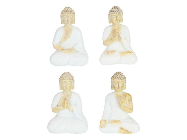 Set of 8 exquisite 9cm White Buddha ornaments, ideal for home decor and meditation, embodying tranquility and mindfulness.