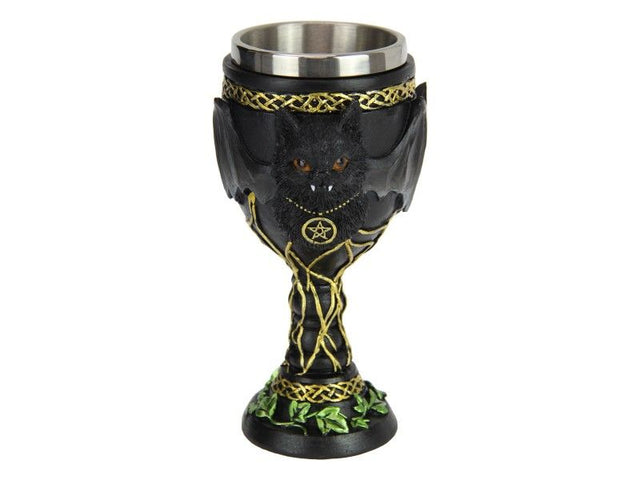 Set of 2 whimsical 18cm goblets featuring a cat witch, perfect for Halloween decor and serving festive drinks.