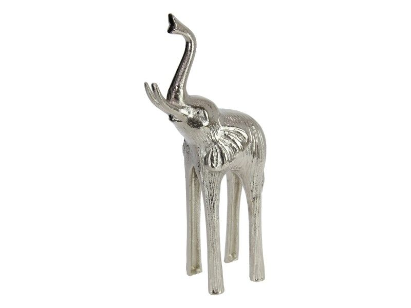 Ornament - 35cm Silver Metal Elephant  - Pack of 2