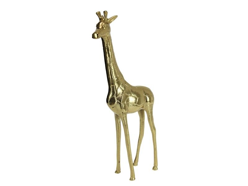 46cm gold metal giraffe ornament, adding elegance and wildlife charm to modern home decor. Perfect for gifting and showcasing.