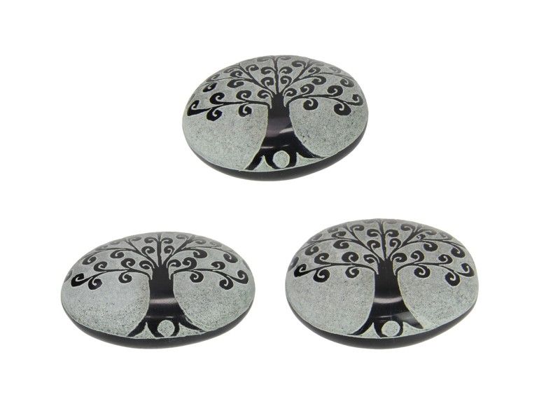 Set of six 8cm Tree of Life Rocks, featuring intricate designs symbolizing growth and balance for decor or meditation.