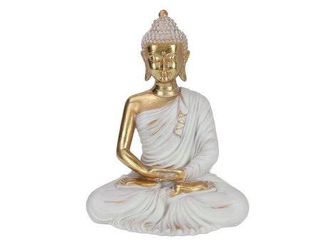 32cm Gold and Grey Sitting Buddha ornament, showcasing intricate details for elegant home decor and tranquility.