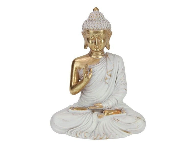 20cm Gold and Grey Rulai Buddha ornaments, elegant decor for mindfulness and tranquility, pack of 2.