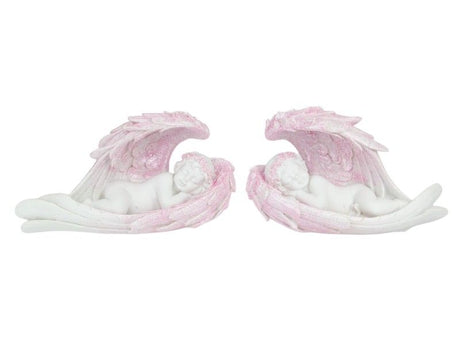 Pack of 2 elegant 21cm Laying Cherub Angel Wings, perfect for adding serenity to home decor and various celebrations.