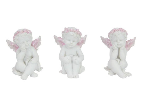 6cm sitting cherubs with pink glitter, exquisite detailing, perfect for home decor and festive occasions, pack of 6.