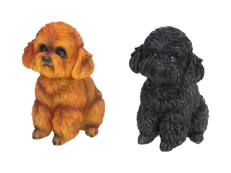 Charming pack of 4, 16cm Sitting Cavoodle Dog ornaments, perfect for home decor and pet lovers.