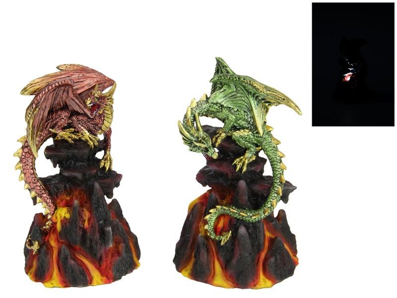 Ornament - 17cm Dragon / Lava Base with LED Light  - Pack of 2