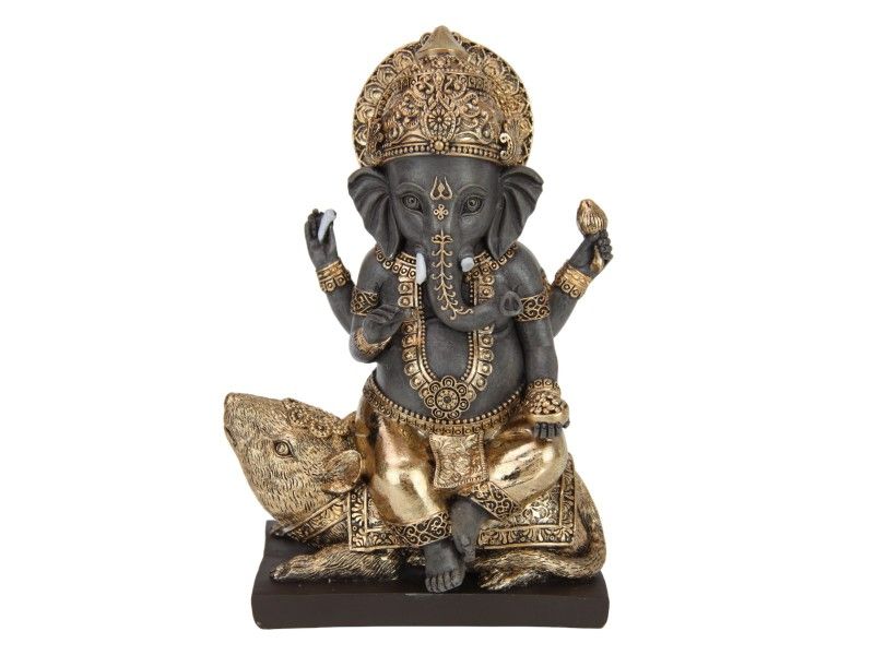 Ornament - 20cm Antique Ganesh on Rat  - Pack of 2