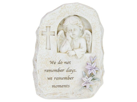 Elegant 17cm memorial cherubs with floral accents, perfect for honoring loved ones in gardens or home decor. Pack of 2.