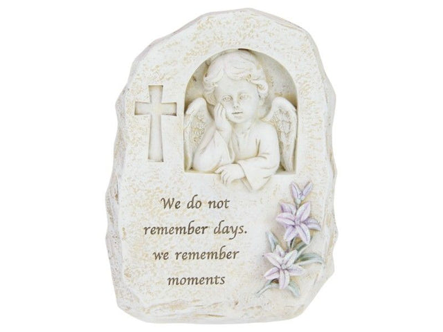 Elegant 17cm memorial cherubs with floral accents, perfect for honoring loved ones in gardens or home decor. Pack of 2.