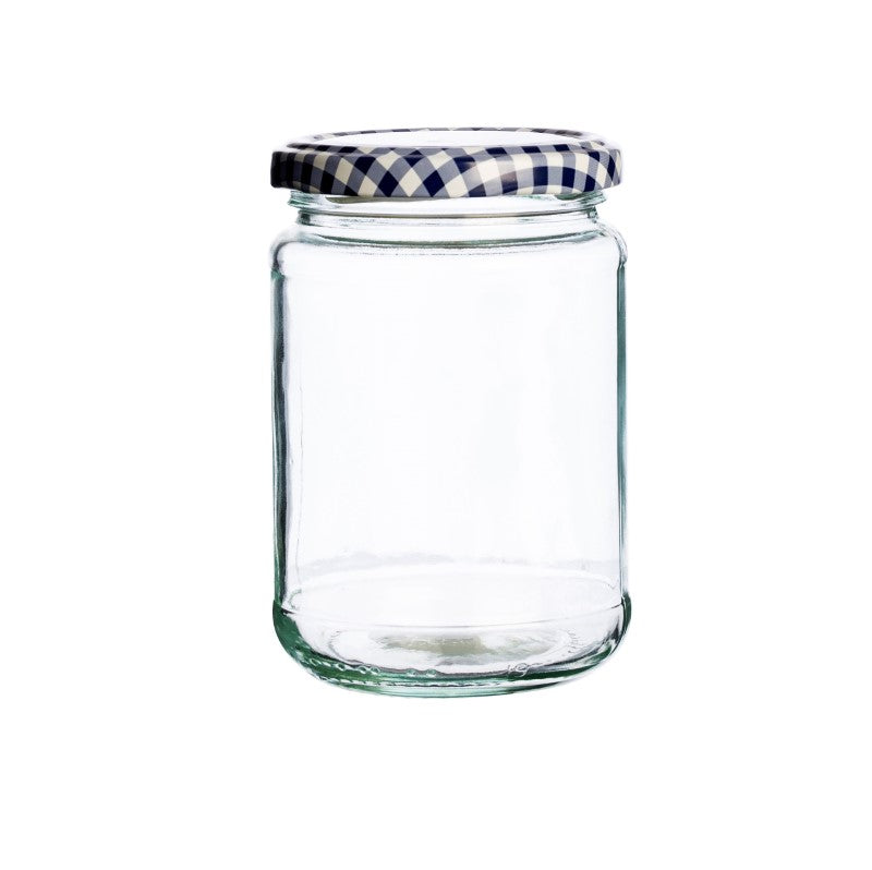 Kilner 370ml Round Twist Top Jar with gingham lid, ideal for storing herbs and spices while preserving freshness.