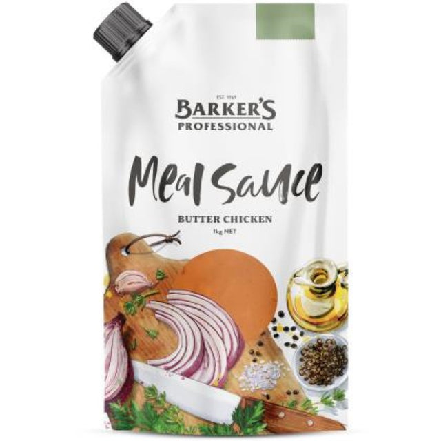 Creamy Butter Chick sauce by Barkers, 1KG pack, perfect for quick and delicious butter chicken meals.