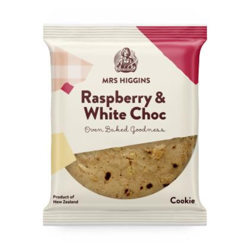 Cookie Raspberry & White Chocolate 85G - Mrs Higgins - 9PC