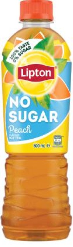 Refreshing Lipton Ice Tea Peach No Sugar, 12-pack of 500ml bottles, perfect for guilt-free hydration on-the-go.