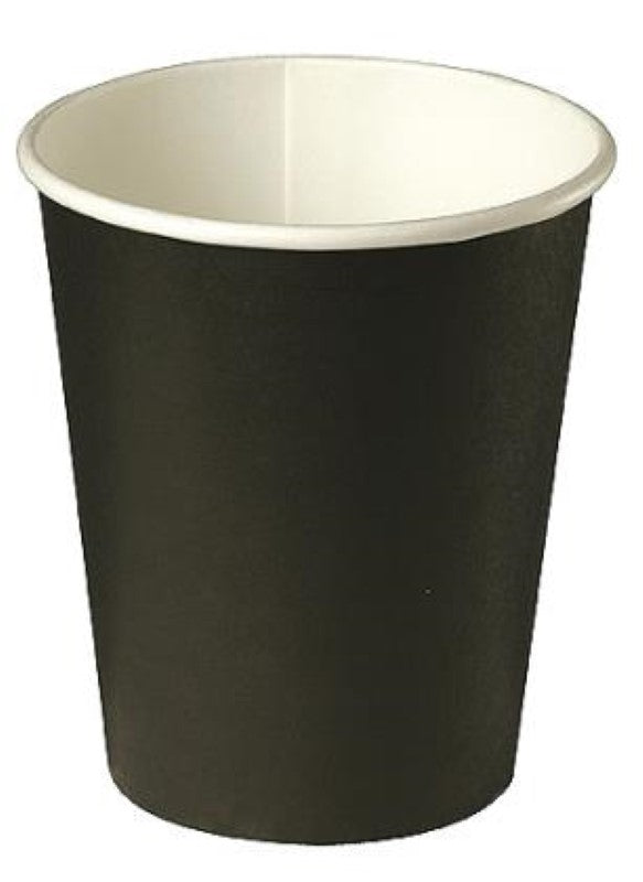 Black single-wall paper cup, 285ml, 30-pack by Future Friendly, ideal for hot beverages.