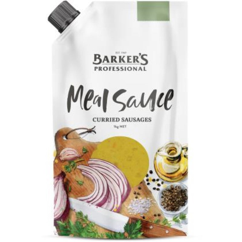 Delicious 1KG pack of Barkers' curried sausages, crafted in New Zealand for flavorful, convenient meals.