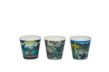 Kiwiana 300ml hot paper cups by Future Friendly, pack of 50, perfect for eco-friendly beverage service.