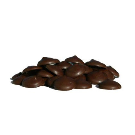 Dark chocolate buttons in a 1KG pack, perfect for baking and snacking, made from premium Cocoa Farm ingredients.