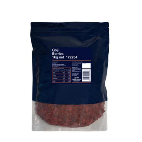 Premium dried Goji Berries in a 1KG pack, rich in antioxidants and perfect for healthy snacking or smoothies.