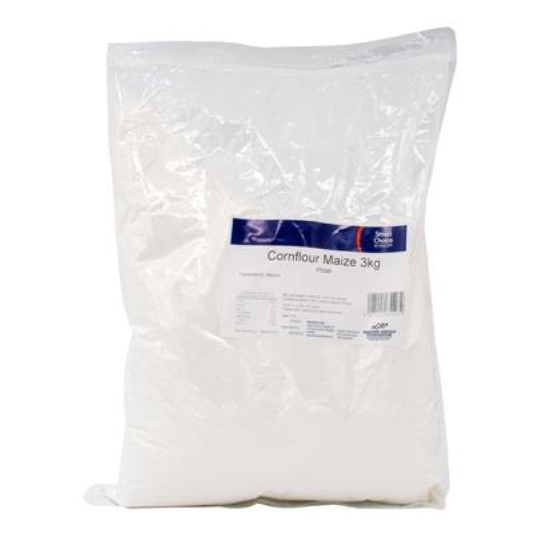 Fine maize starch in a 3KG pack, ideal for thickening sauces and baking, sourced from New Zealand by Smart Choice.