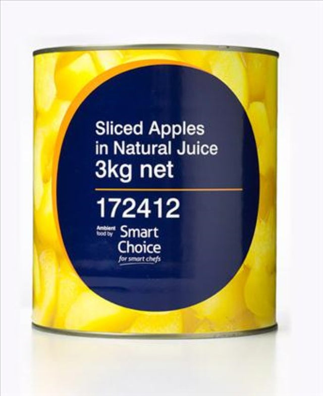 Sliced apples immersed in natural juice, offering a refreshing and wholesome snack in a 3KG pack from Smart Choice.